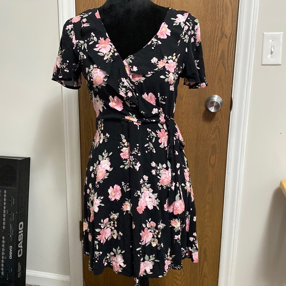Black and pink floral dress